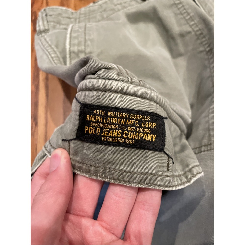 Polo Jeans Company Ralph Lauren Cargo Shorts Mens 38 Green Distressed Frayed Hem - Picture 5 of 7